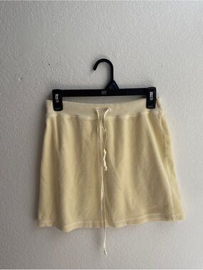 Soft Cream Drawstring Knit Mini Skirt